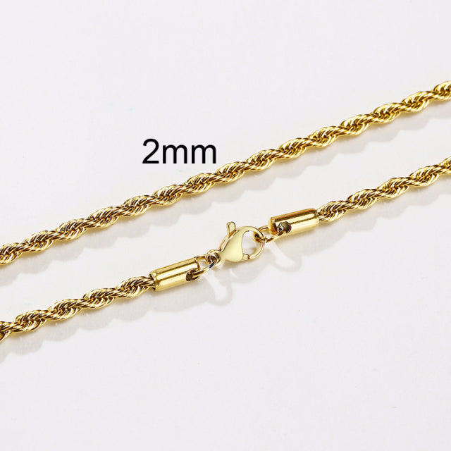 Men's Long Stainless Rope Necklace - MollyMBS314