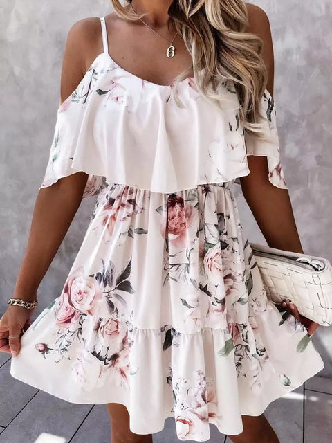 Off Shoulder Floral Mini Dress - MollyMBS314