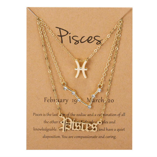 Zodiac Sign Pendant Necklace - MollyMBS314