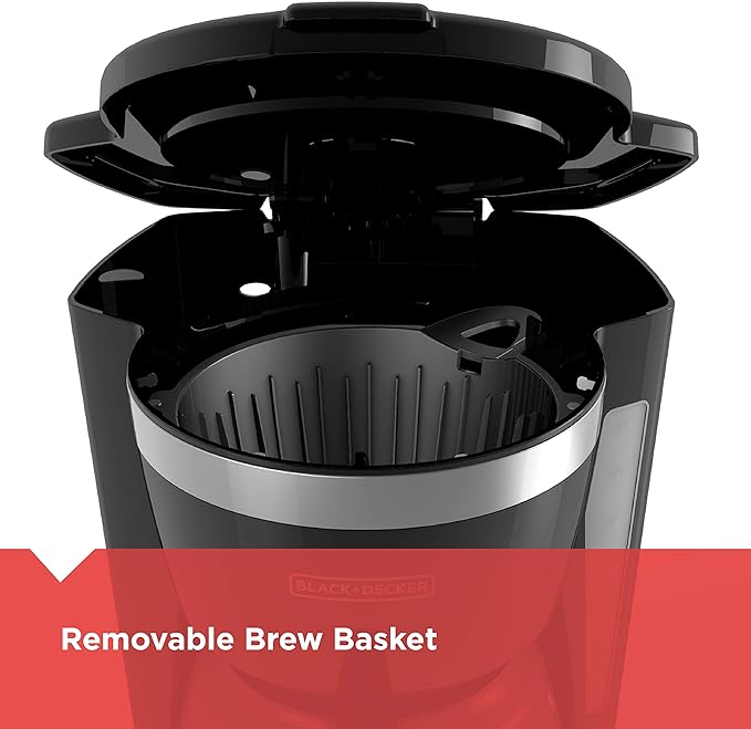 BLACK+DECKER 12-Cup Digital Coffee Maker, CM1160B-1, Programmable, Washable Basket Filter, Sneak-A-Cup, Auto Brew, Water Window, Keep Hot Plate, Black