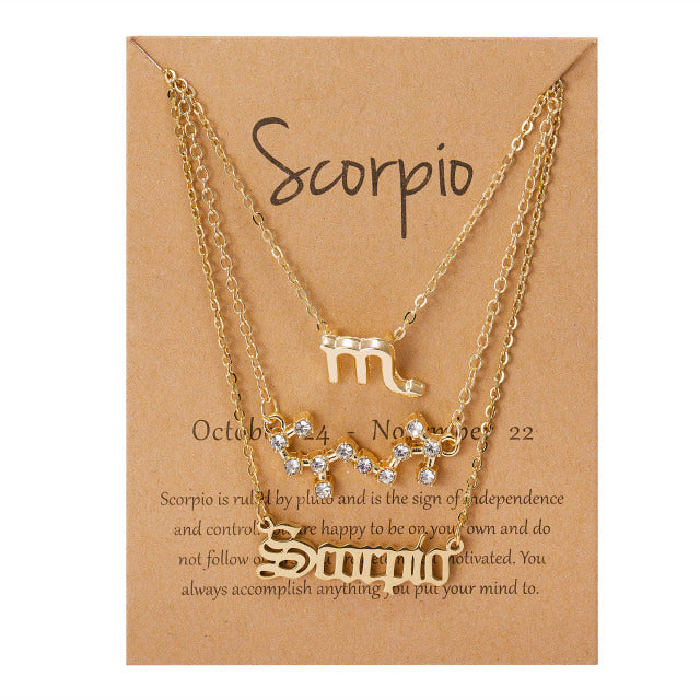 Zodiac Sign Pendant Necklace - MollyMBS314