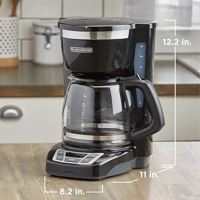 BLACK+DECKER 12-Cup Digital Coffee Maker, CM1160B-1, Programmable, Washable Basket Filter, Sneak-A-Cup, Auto Brew, Water Window, Keep Hot Plate, Black