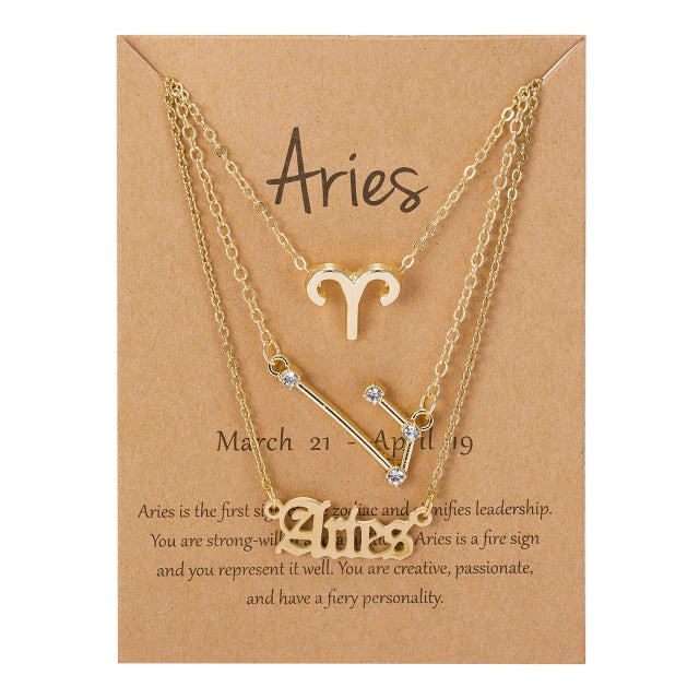 Zodiac Sign Pendant Necklace - MollyMBS314