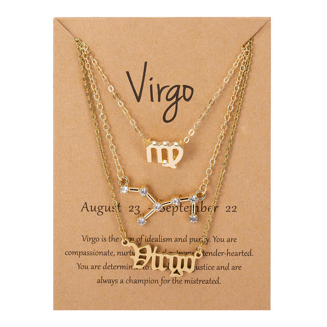 Zodiac Sign Pendant Necklace - MollyMBS314