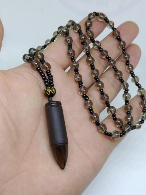 Obsidian-Bullet Pendant Necklace - MollyMBS314