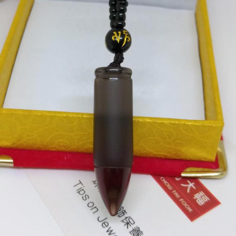 Obsidian-Bullet Pendant Necklace - MollyMBS314