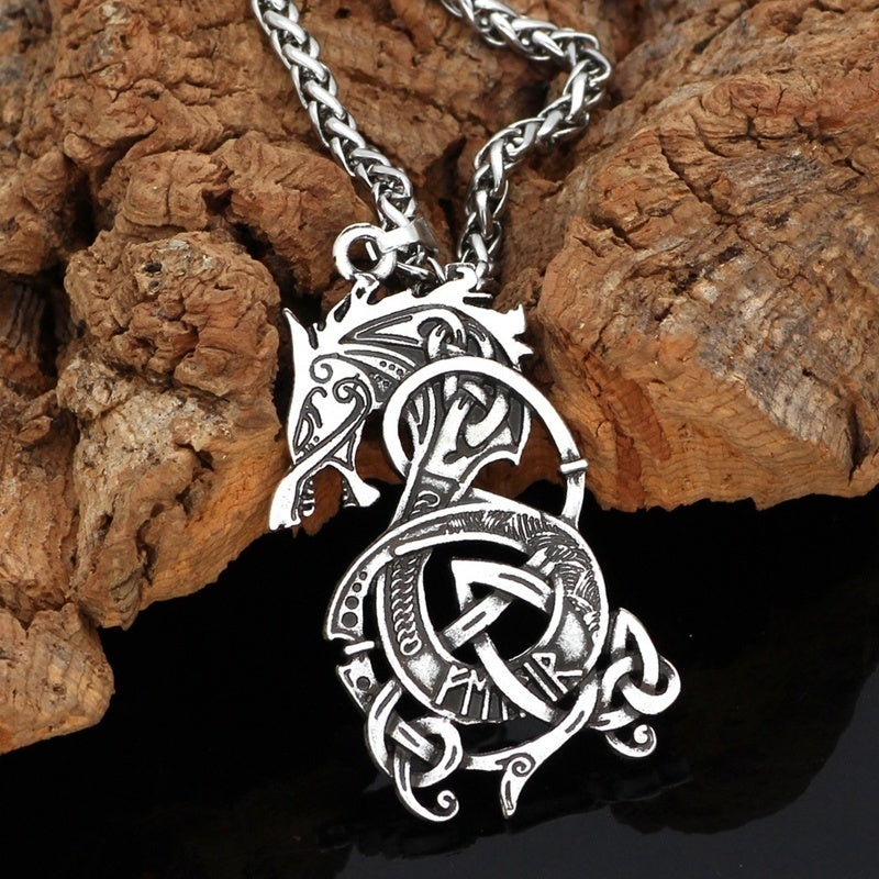 Viking Dragon Pendant Necklace - MollyMBS314