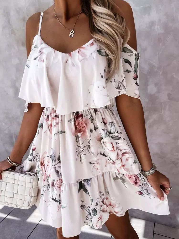 Off Shoulder Floral Mini Dress - MollyMBS314