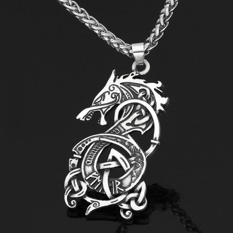 Viking Dragon Pendant Necklace - MollyMBS314