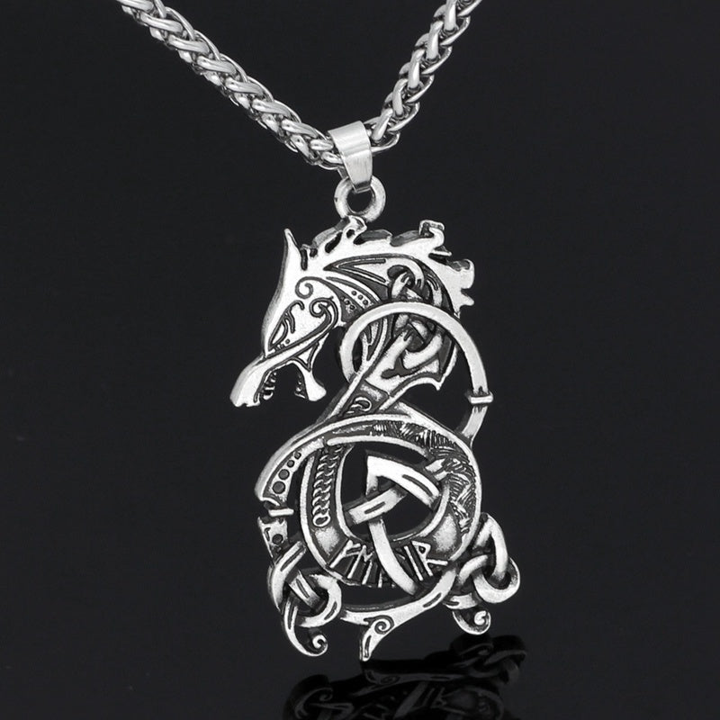 Viking Dragon Pendant Necklace - MollyMBS314