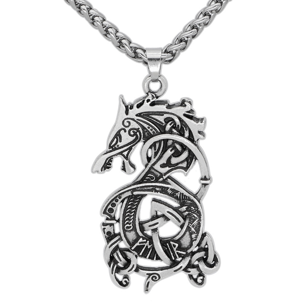 Viking Dragon Pendant Necklace - MollyMBS314