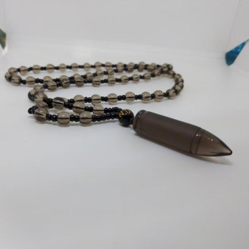 Obsidian-Bullet Pendant Necklace - MollyMBS314