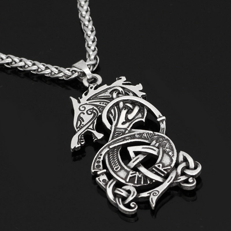 Viking Dragon Pendant Necklace - MollyMBS314