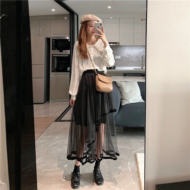 Women Solid Korean Style Women Skirt - MollyMBS314