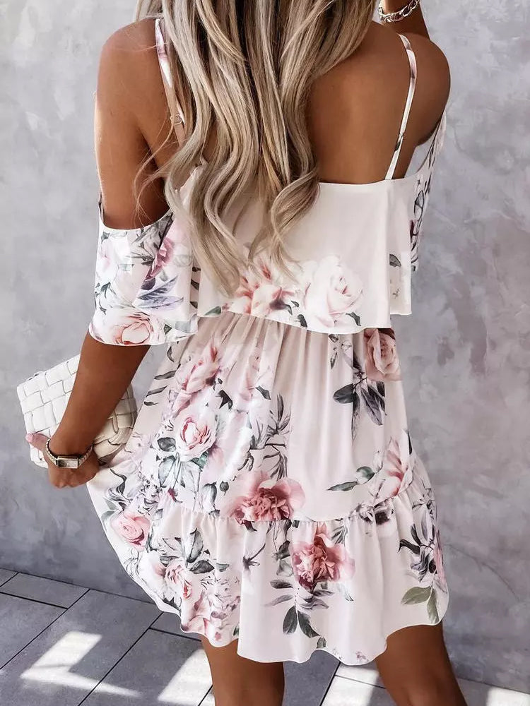 Off Shoulder Floral Mini Dress - MollyMBS314